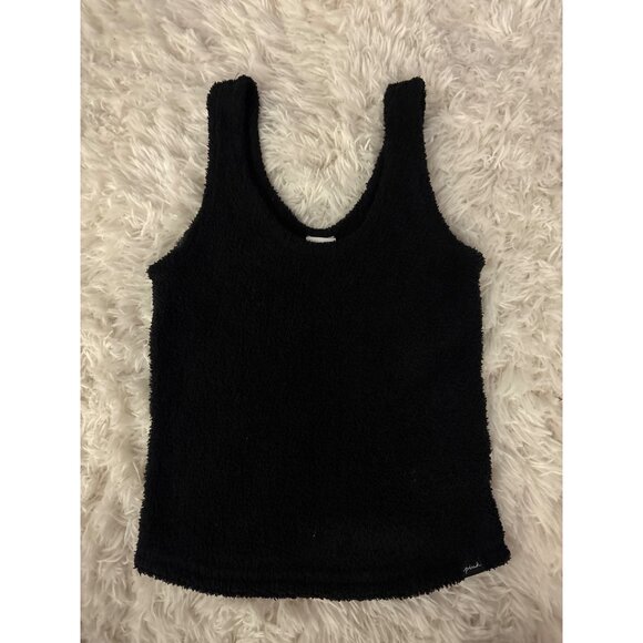 Victorias Secret Pink Fuzzy Black Sleepwear Tank Top  Soft Terry Feel XS - Picture 8 of 15